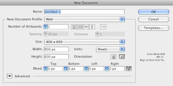 Illustrator CS5 new document window