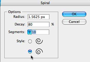 Illustrator CS4 -  spiral options