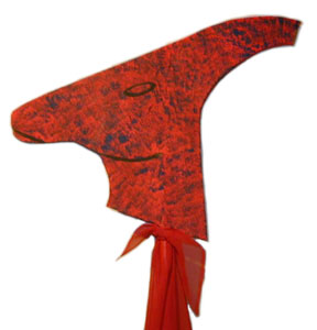 red Parasaurolophus hobbyhorse head