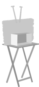 backside of CCC – Continuous Caveman Coverage Television Set