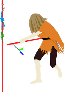 wood dowel spear and spear fighter